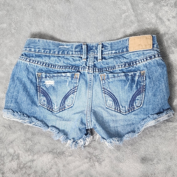 Hollister Junior's Size 1 Shorts Denim Jeans Washed Blue Frayed 100% Cotton Y2k - Picture 8 of 8